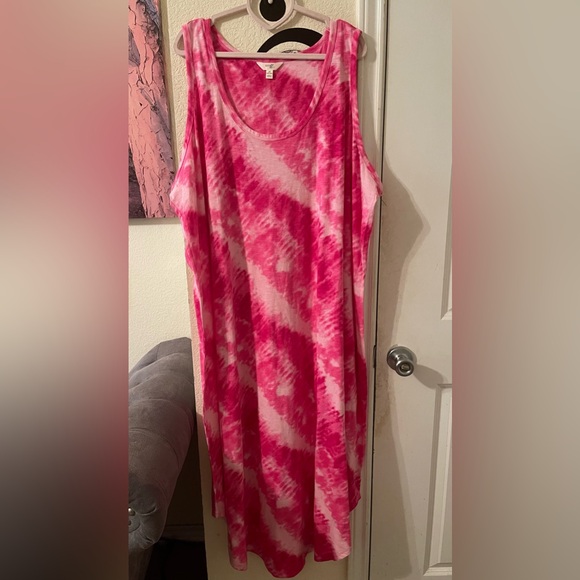 Dresses & Skirts - Plus Size Womens pink tie dye flowy tank dress size 3X NEW